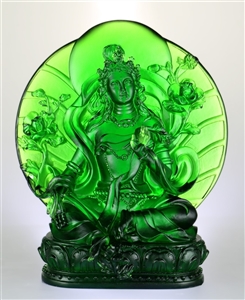 Statue Green Tara, 9 inch, Glass