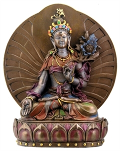 Statue White Tara resin with Back, 06.5 inch. Hand painted.