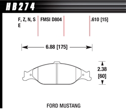 Hawk Performance HPS Performance Street Brake Pads (4) Front 99-04 Mustang