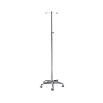 Brewer Aluminum Base Five-Leg IV Pole with 2 Ram's Horn Hooks