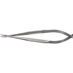 Miltex 5.5" Micro Needle Holder - Round Handles - 0.75 and 1 mm Tips - Curved Jaws