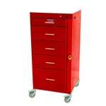 Harloff Emergency Cart, Five Drawers with Breakaway Lock, 3&#8243; Casters