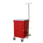 Harloff Emergency Cart, Five Drawers with Breakaway Lock, Stabilizing Bumper, 5" Casters