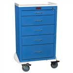 Harloff Mini24 Anesthesia Cart, Tall Cabinet, Five Drawers with Key Lock