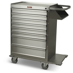 Harloff Stainless Steel Cast Cart, Eight Drawers with Standard Package