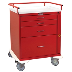 Harloff Classic Line Emergency Cart, Short Cabinet, Four Drawers with Breakaway Lock