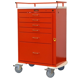 Harloff Classic Line Emergency Cart, Tall Cabinet, Six Drawers with Breakaway Lock