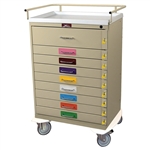 Harloff Pediatric Emergency Cart, Tall Cabinet, Nine Drawers with Breakaway Lock