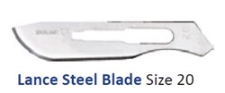 Cincinnati Lance Carbon Steel Blades - Size 20 - Sterile - 100/Box