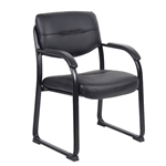 Boss Leather Sled Base Side Chair with Arms