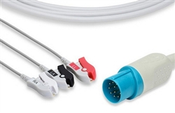 Nihon Kohden One-Piece ECG Cable - 3 Leads AHA Clip