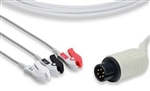 AAMI One-Piece ECG Cable - 3 Leads Clip