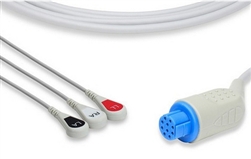 Datex-Ohmeda One-Piece Compatible ECG Cable - 3 Leads Snap