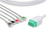 GE Marquette One-Piece Compatible ECG Cable - Five Leads Snap