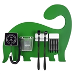 Pediatric Diagnostic Station - Dinosaur Wall Board, Coaxial Ophthalmoscope (LED), Fiber Optic Otoscope (LED), Specula Dispenser, Aneroid BP, Child Cuff & Cuff Basket