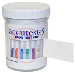 Accutest Drug Test Cups - 5 Panel (AMP•COC•OPI•PCP•THC)