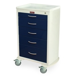 Harloff M-Series Tall Anesthesia Cart, Medium Width, Five Drawers with Key Lock