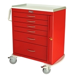 Harloff M-Series Medium Height Emergency Cart, Six Drawers with Breakaway Lock