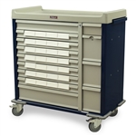 Harloff Standard Line Medication Cart, Pull Out Shelf and 5" Bins Drawer Dividers with Key Lock