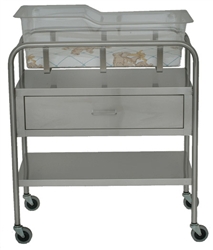 UMF Stainless Steel Bassinet, 1 Shelf, 1 Drawer