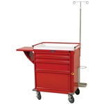Harloff V-Series Short Emergency Cart, 24" Cabinet and Four Drawers with Push Handle, Breakaway Lock - Emergency Accessory Package