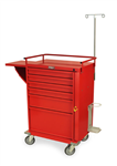 Harloff V-Series Tall Emergency Cart, 30" Cabinet and Six Drawers with Breakaway Lock - Basic Emergency Accessory Package