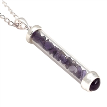 Amethyst Gem Power Vial Pendant for Healing