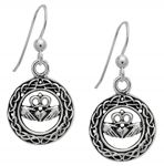 Silver Celtic Claddagh Earrings for Love & Loyalty