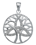 Brilliant Silver Trinity Tree of Life Pendant for Unity