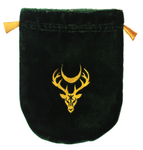 Green Velvet Moon Stag Tarot Bag