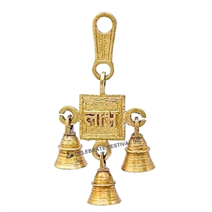 Decorative Brass-Bronze Hanging Subh Single Step bell by Handecor - made available by Celebrate Festival Inc