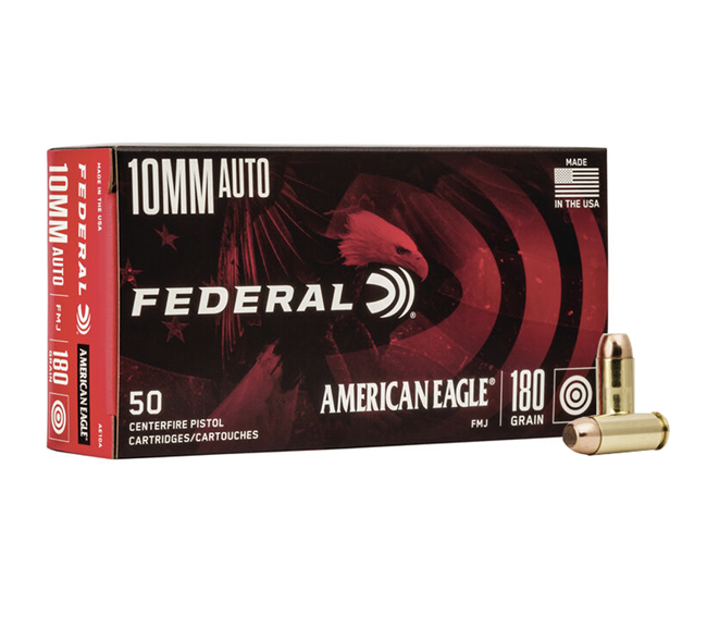 10MM / 180 GR AMERICAN EAGLE BRASS FMJ / 50 RDS / FEDERAL **NO LIMITS**