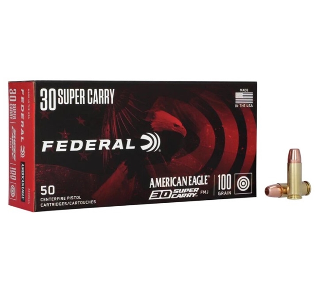 .30 SUPER CARRY / 100 GR AMERICAN EAGLE FMJ / 50 RDS / FEDERAL **NO LIMITS**