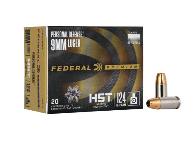 9MM / 124 GR PREMIUM JHP PERSONAL DEFENSE HST / 20 RDS / FEDERAL **NO LIMITS**