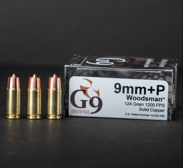 9MM+P / 124 GR SOLID COPPER WOODSMANÂ® / 20 RDS / G9 DEFENSE **NO LIMITS**