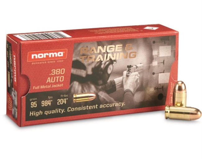 .380 Auto / 95gr / Range & Training FMJ / 50 Rds / Norma