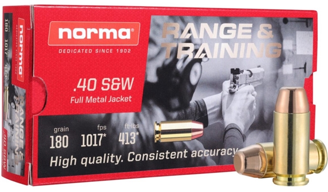 .40 S&W / 180gr / FMJ Range & Training / Norma / 50 Rds