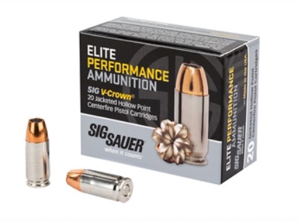 9MM / 124 GR JHP ELITE V-CROWNÂ® / 20 RDS / SIG SAUER **NO LIMITS**