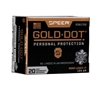 9MM+P / 124 GR HP GOLD DOT PERSONAL PROTECTION / 20 RDS / SPEER **NO LIMITS**