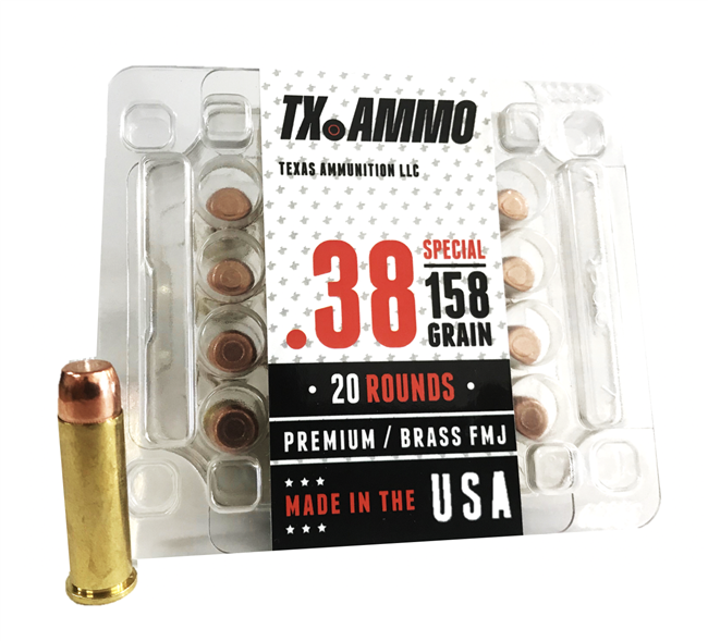 .38 Special / 158gr / Brass FMJ / 20 Rds / Weather Resistant Tac-PacÂ® / TEXAS AMMO