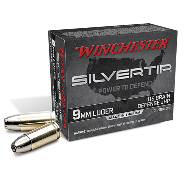 9mm / 115gr / Silvertip Defense JHP / Winchester / 20 Rds