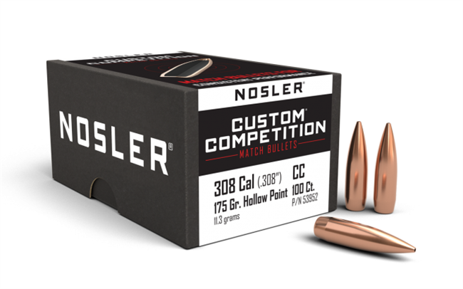 30 CAL / 175 GR HPBT CUSTOM COMPETITION BULLET / .308" / 100 COUNT / NOSLER **NO LIMITS**