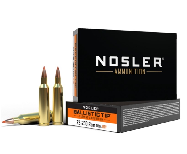 22-250 REM / 55 GR BALLISTIC TIP VARMINT / 20 RDS / NOSLER **NO LIMITS**