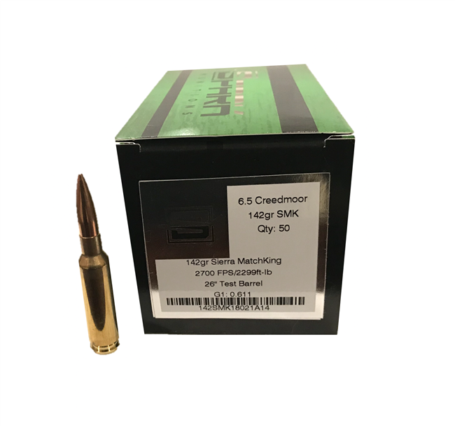 6.5 Creedmoor / 142gr / Sierra MatchKing / Peterson Brass / 50 Rds / Spark Munitions