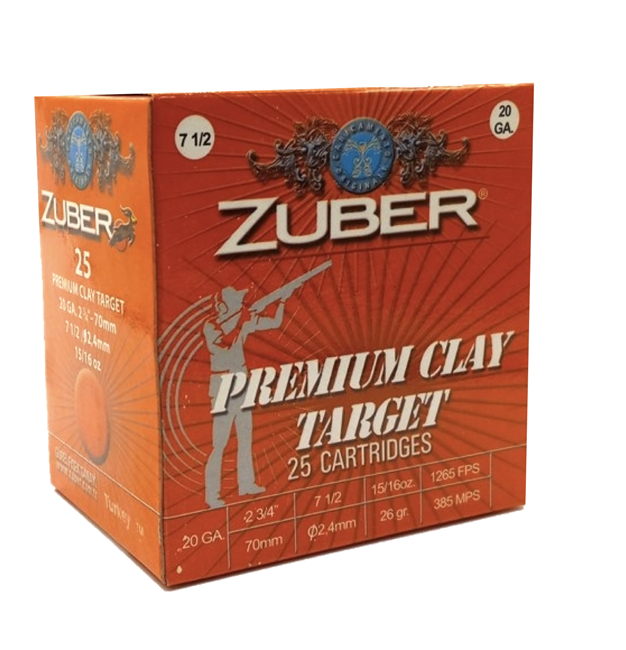 20 GAUGE / 2.75 IN. / 7.5 SHOT / .9375 OZ / 25 RDS / ZUBER **NO LIMITS**