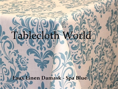 Faux Linen Damask Print Tablecloth