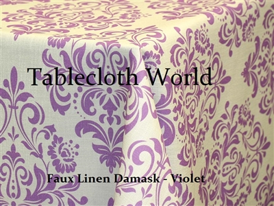 Faux Linen Damask Print Tablecloth