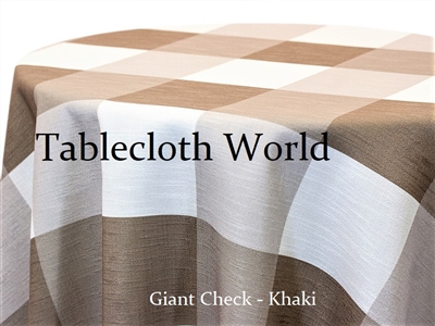 Giant Check Khaki Custom Print Tablecloth