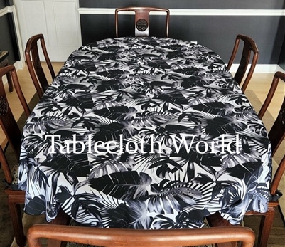 Black Tropical Print Tablecloths