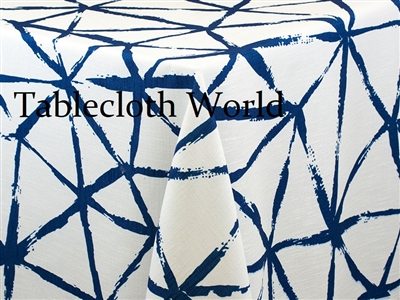 Brush Blue on White Custom Print Tablecloths